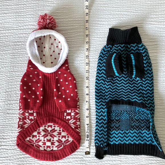 Blueberry Pet Christmas Tree Snowflake Sweater Coat Hoodie Dog Cat Pets Red Blue - Picture 4 of 10